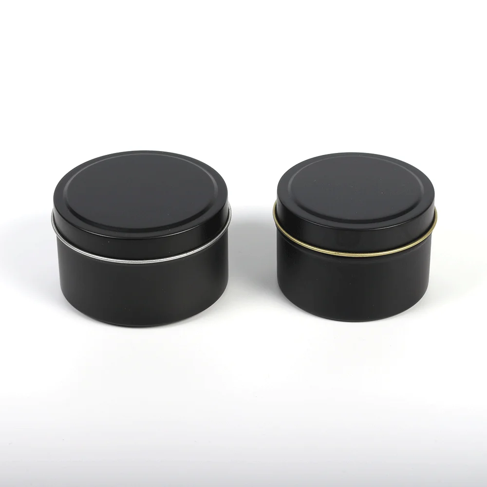 Wholesale Luxury 4oz 100ml Empty Small Art Matte Black Candle Tins Can With Lid For Candle