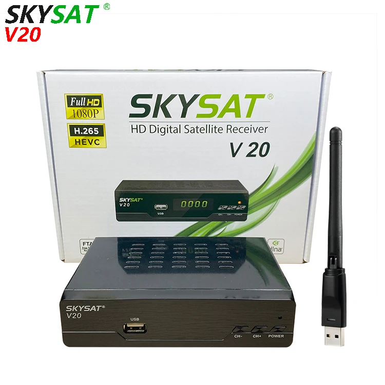 

H.265 Satellite TV Receiver SKYSAT V20 support RJ45 USB WiFi CS CCCam Newcamd Xtream IPTV Decoder