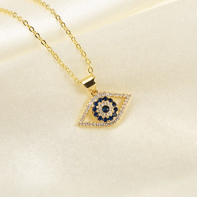 

Classic design cute micro inlay zircon brass 18k gold plated evil eye charm choker pendant necklace for women jewelry, As the pic show