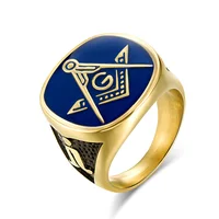 

Trendy Style Color Black and Golden Masonic Rings for Men