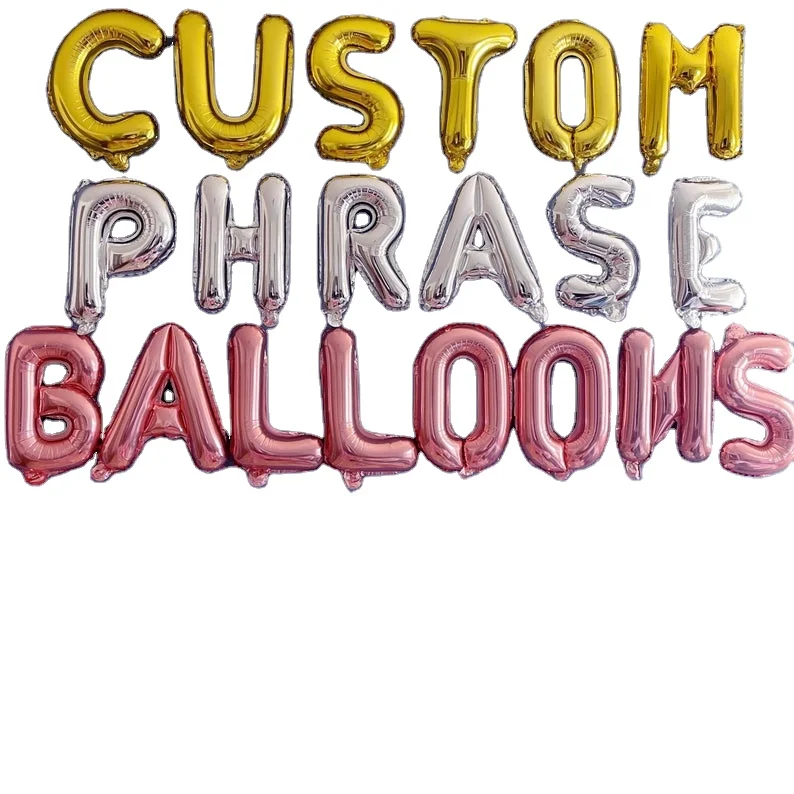 

16 Inch Custom Phrase Balloons Backdrop Party Decoration Letter Alphabet Banner Number Balloons Name Birthday Party Foil 9874615