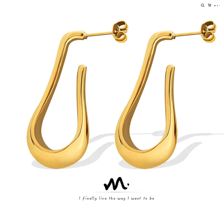 

Direct Manufacturer Wholesale High Gloss Unique Designer Inspired Metal Geometric U-Hook Earrings For Women