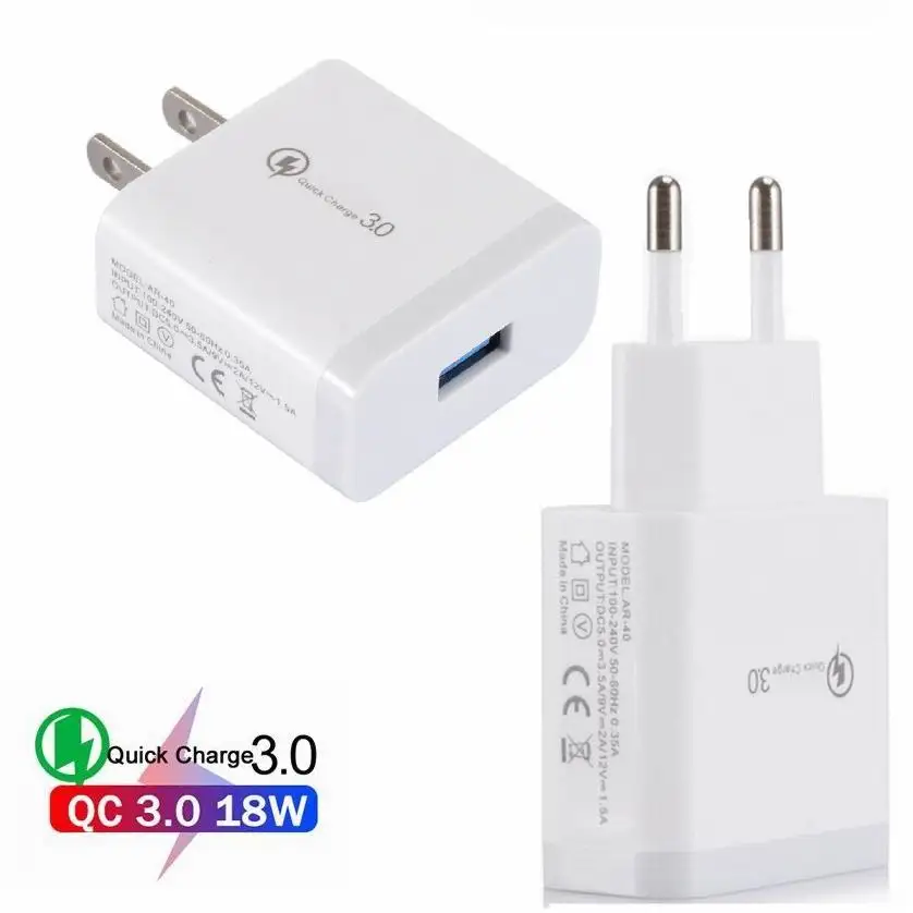 

QC3.0 USB Quick Charger QC 3.0 Fast Charging Power Adapter 3.5A 18W Portable Wall Charger EU US Plug For SAMSUNG IPHONE HUAWEI