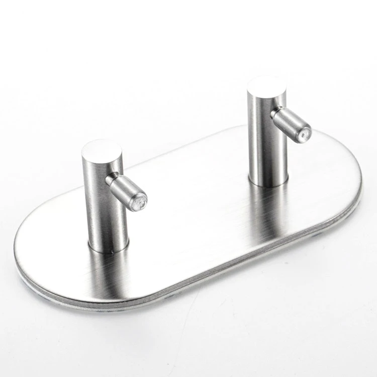

Wholesale Self Adhesive Brushed SUS304 Stainless Steel Double Coat and Robe Hook for Bathroom Lavatory