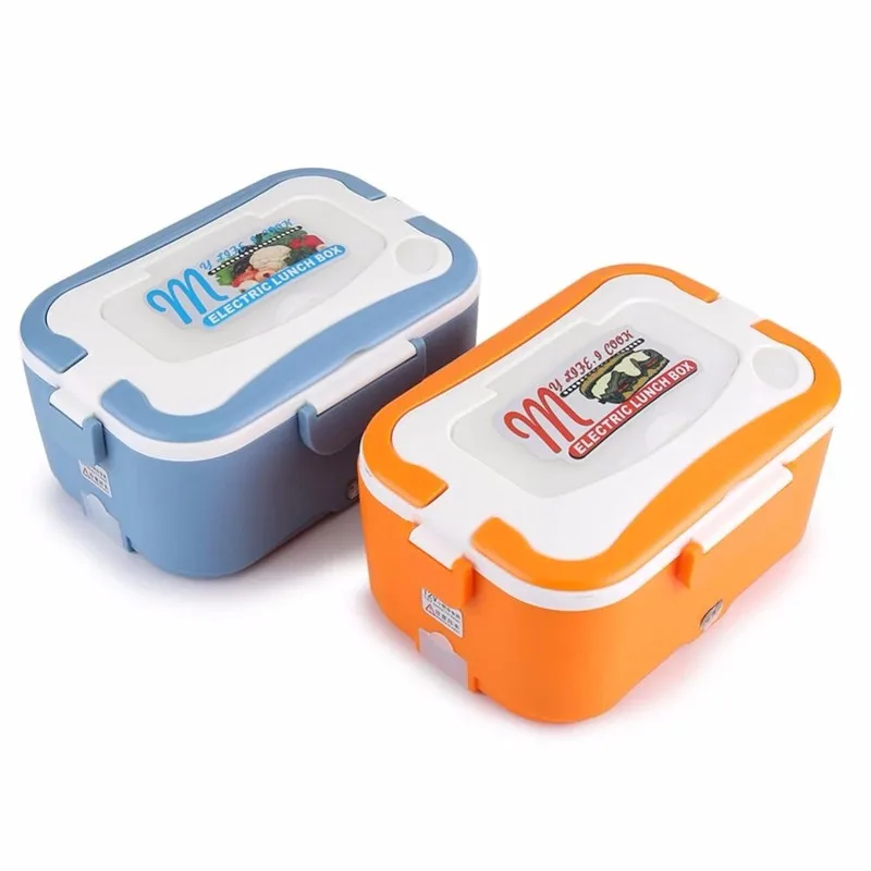 

Portable Food Heater Lunch Box Stainless Steel Inner Pot 12V/24V Food Container Warmer Electric Lunch Box, Blue/orange