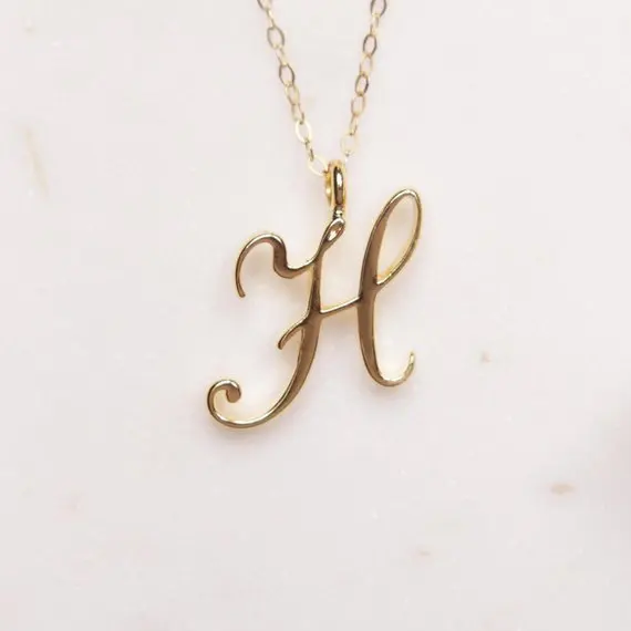 

New Arrival 14K Gold Plating English Alphabet 26 A-Z Capital Initial Letter Pendant Necklaces For Girlfriend True Love