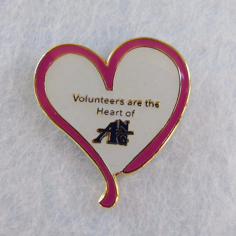 

Custom design hard enamel love gold heart College Design badges for weeding volunteer club No MOQ, Pantone color