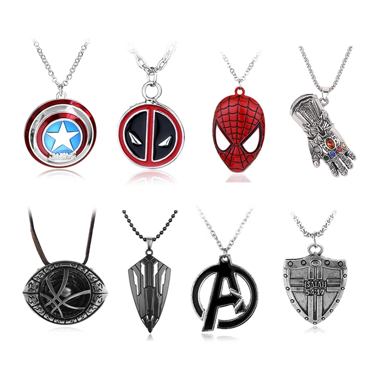 

Movies Marvel Superhero Jewelry Lron Man Spidermans Thanos Infinite Hip Hop Necklace Diamond Pendant Trendy Choker