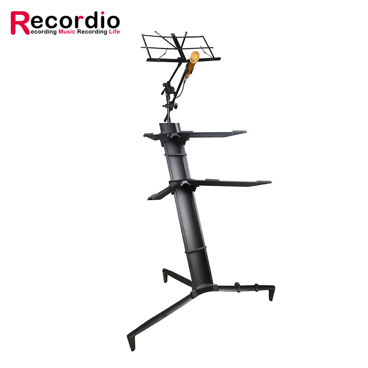 

GAZ-BS01 Professional 2-Tier Column Aluminium Alloy Keyboard Stand With Keyboard Microphone Holder For Music Perforamce