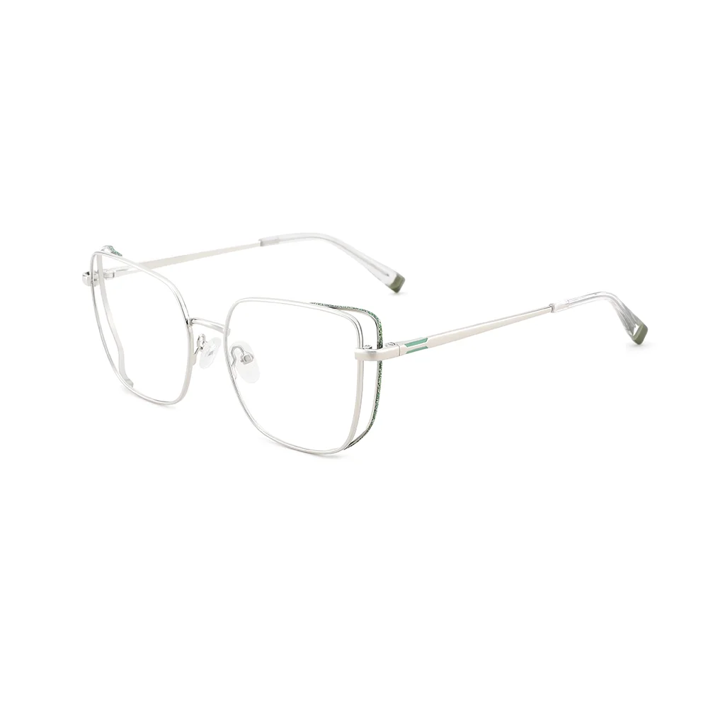 

Cheap Pink Decorative Ladies Blue Light Men Square Eyesight Metal Eyeglasses Frame Glasses, Custom colors