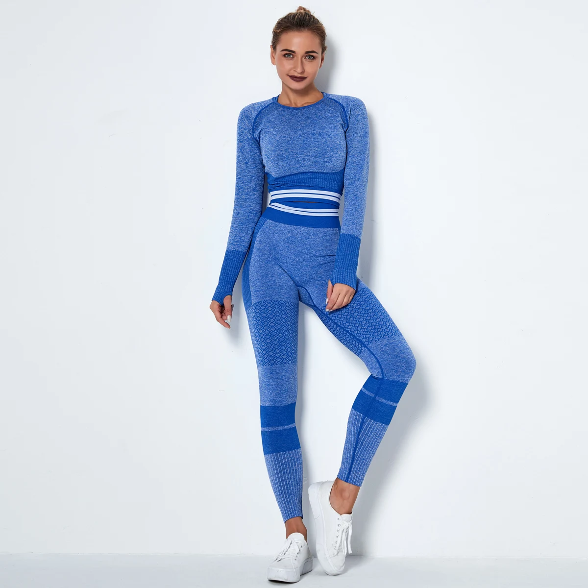 

Quick Dry Fitness With Tops Women Exercise Leggings Two Pieces Yoga Set Seamless