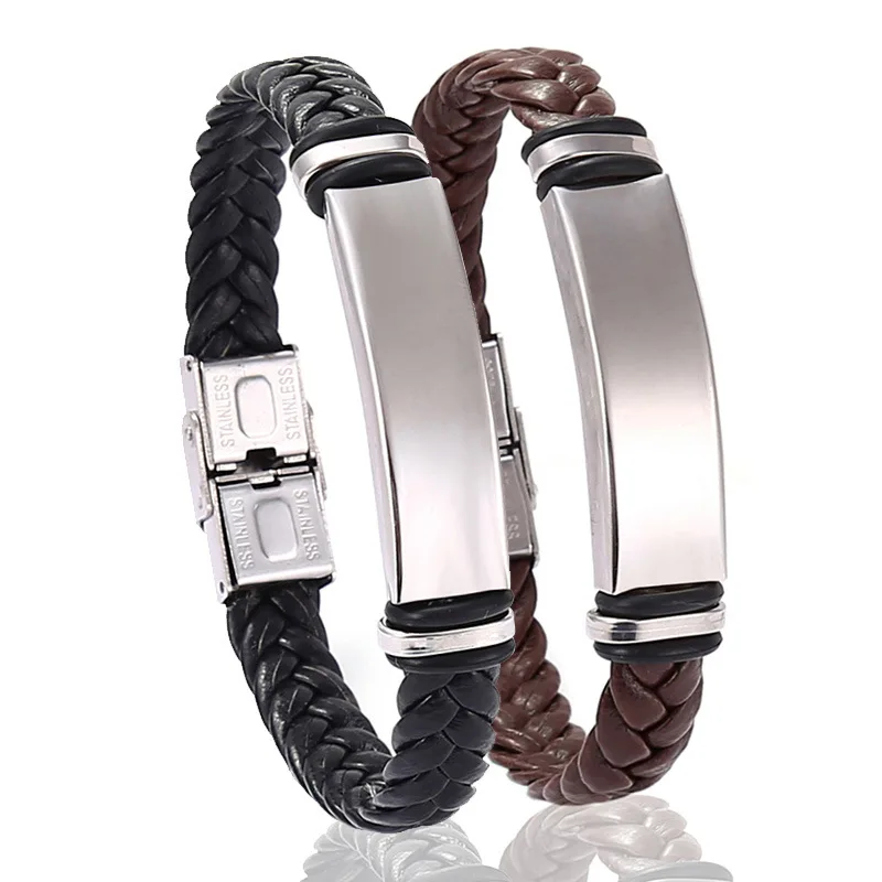 Wristband Wrap Bracelets Braided Steel Women Men Jewelry Leather Hand bands bangle for Men