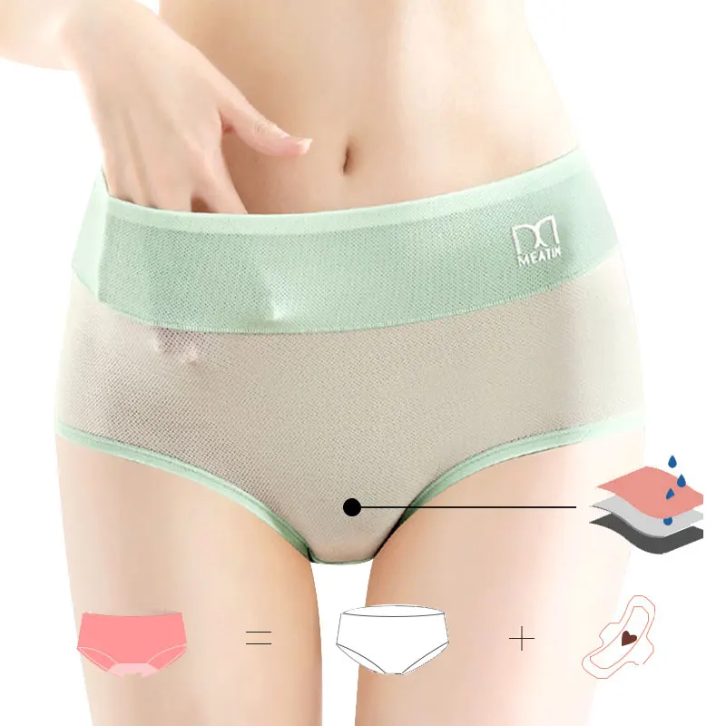 

Wholesale Absorbent 3 Layers Leak Proof Underwear Nylon Ice Silk Menstrual Girls Leakproof Period Panties For Women