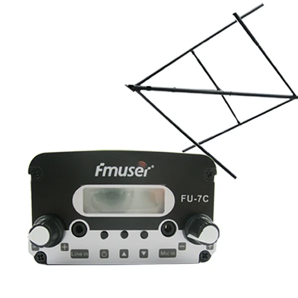 

FMUSER 7W FU-7C FM stereo PLL broadcast transmitter Radio station + CP100 circularly polarized antenna+Coaxial Cable wireless