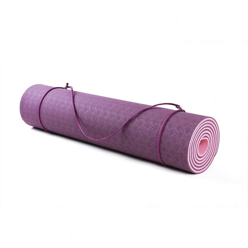 

Wholesale double layers two-tone anti-slip 4mm TPE organic yoga mat, Customized pink, purple, green and gray