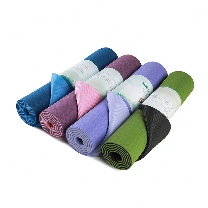 

Eco Friendly Double Color TPE Customized Yoga Mats, Customized pink, purple, green and gray