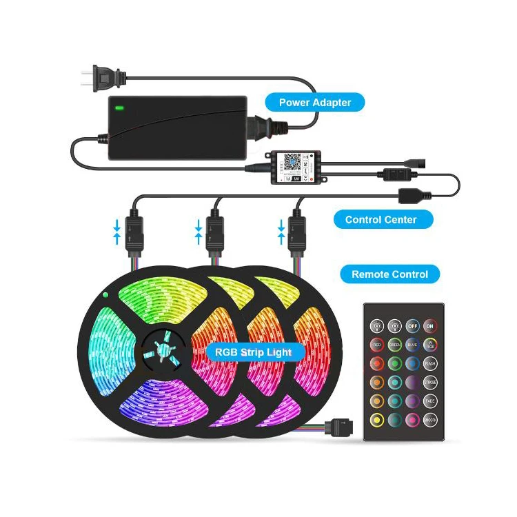 Amazon hot 5050 RGB LED strip kit 15m 16 million colours WIFI App control  Adaptor with US Europe plug
