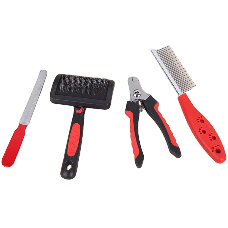 

Hight quality hair Remover Nail Grinder 4 In 1 Wholesale Pet Grooming Kit Hair Remover Dog Nail Scissor Cleaning Tools Set