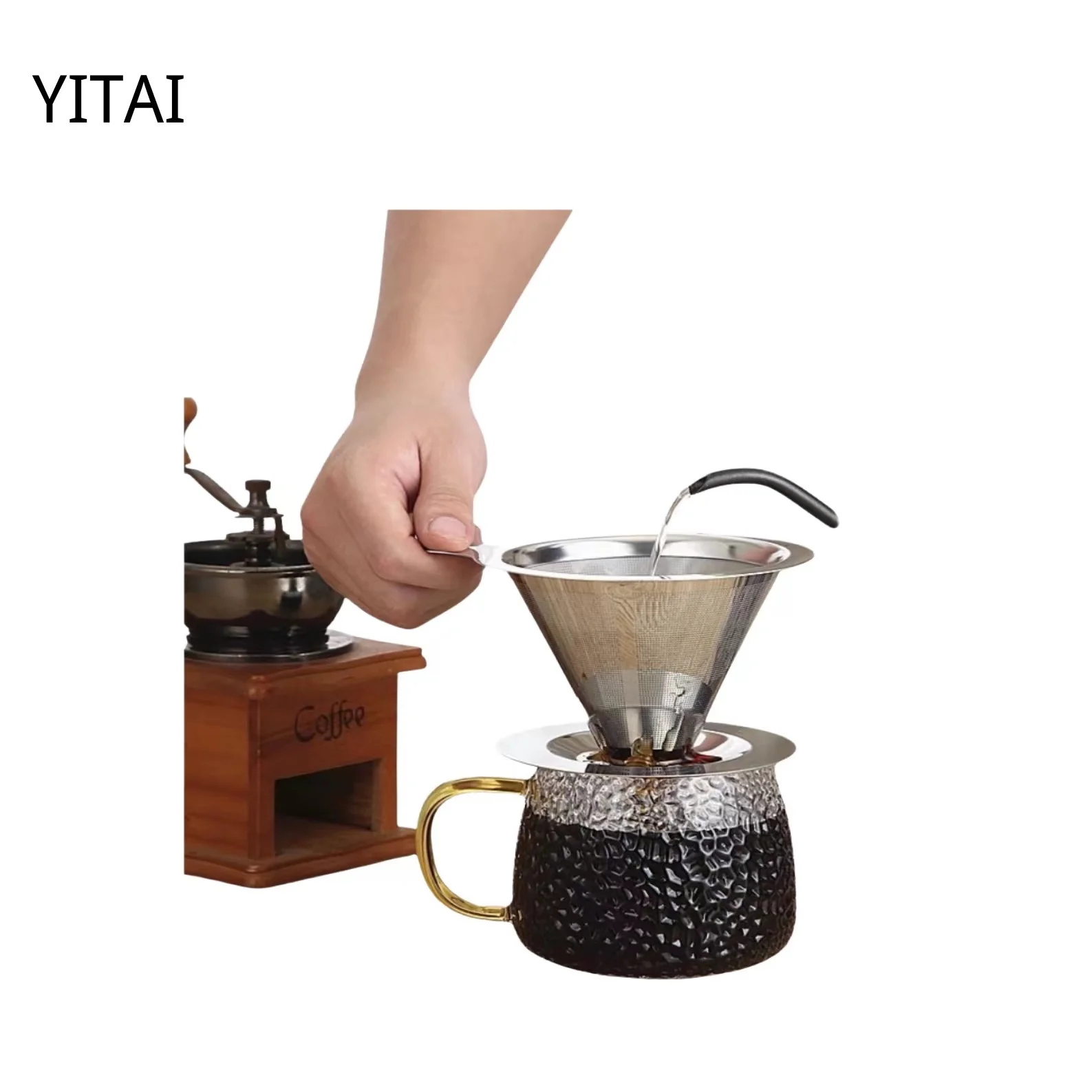 

RTS Color Reusable Coffee Filter drip strainer Coffee Dripper v60 meshStainless Steel Metal Cone Coffee Filter, Stainless steel