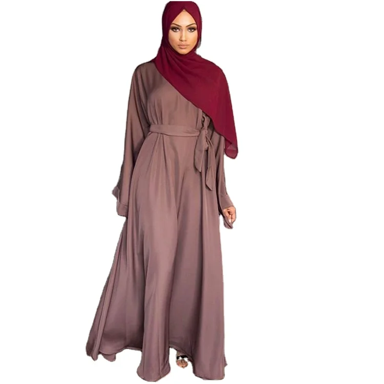 

HJ OEM High Quality Solid Color Plus Size Pray Islamic Simple Causual Abaya Modest Long Dress Muslim Women, Picture