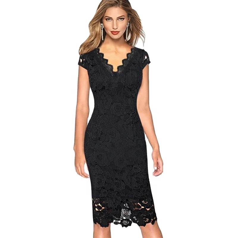 

Autumn 2021 lace V-neck casual pencil dress sleeveless party evening dress custom logo, 1colors