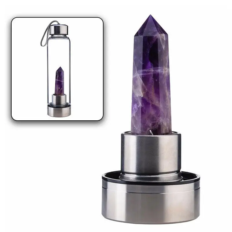 

New Natural Crystal Roller Infused Quartz Water Bottle