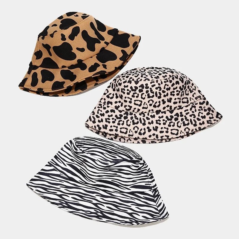 

free shipping furry fur plush winter woolen print pattern colorful camo luxury cow print leopard bucket hat design, Many
