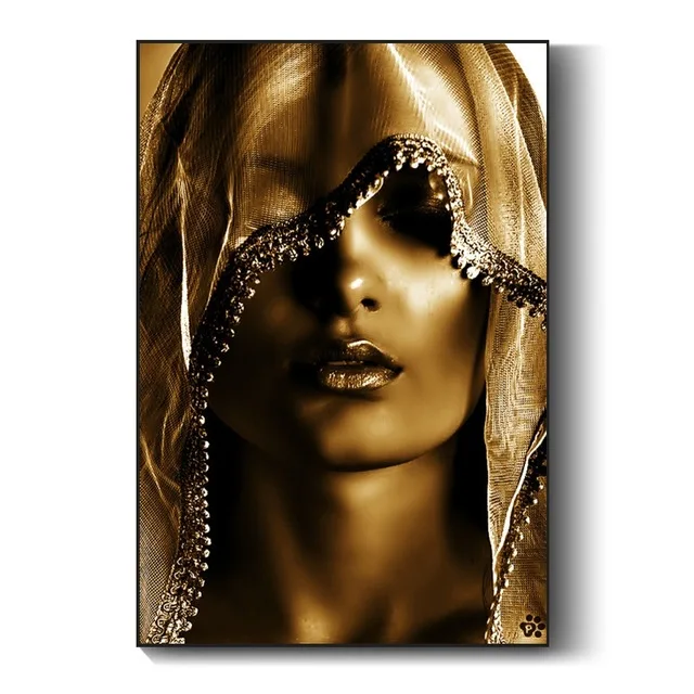 
Golden Makeup Women Canvas Paintings Posters and Print Nordic Style Wall Art Pictures Scandinavian Cuadros for Living Room Decor 