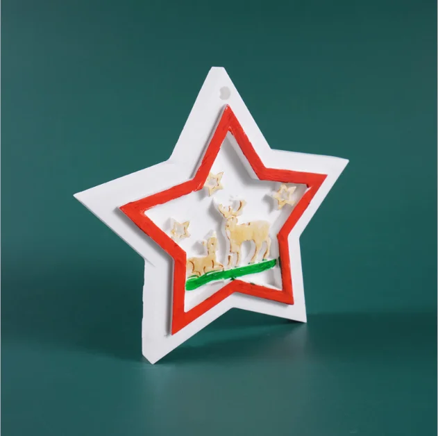 

DIY Crystal Epoxy Mold Star Elk Christmas Theme Listing Decoration Pendant Silicone Mold, White
