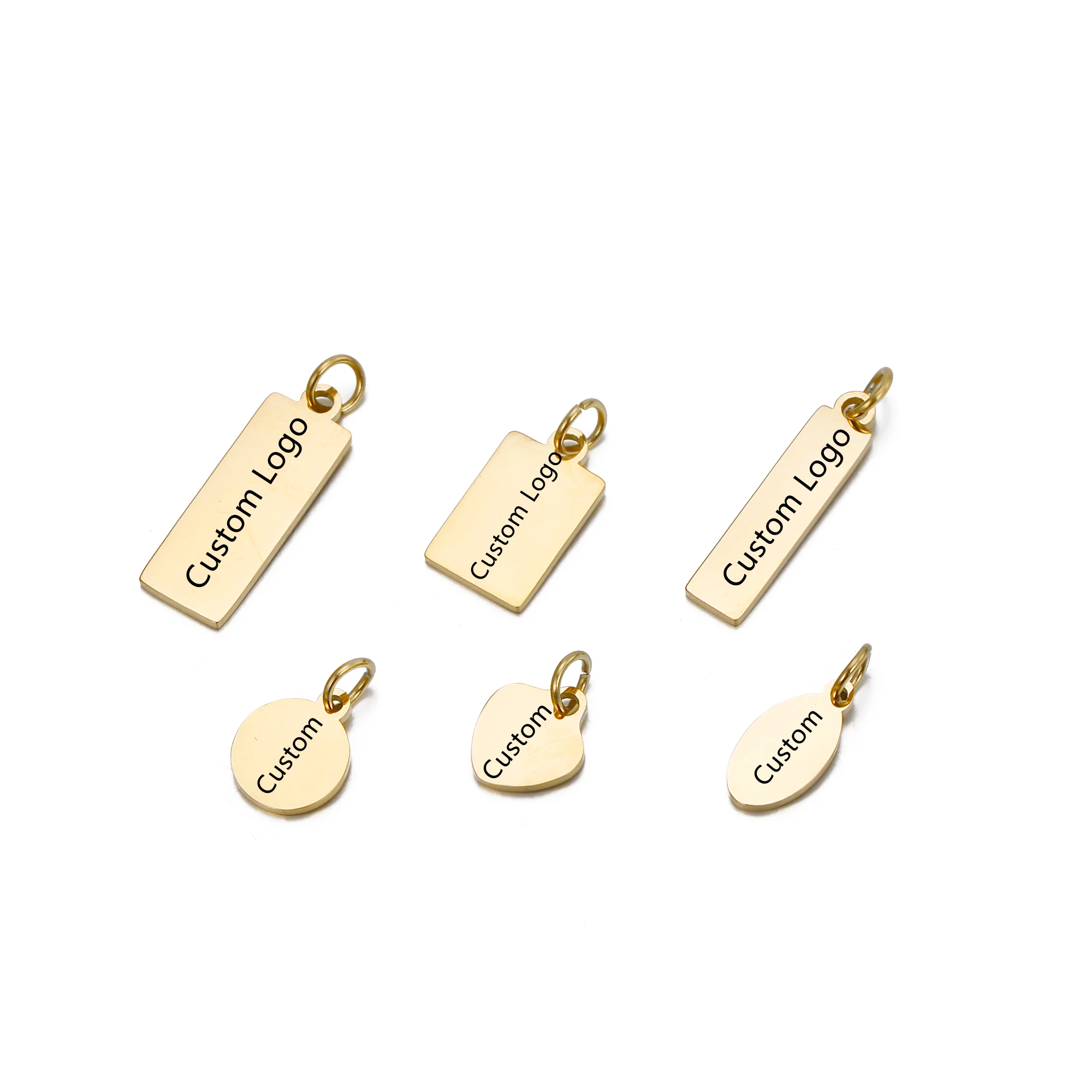 

316L Stainless Steel Jewelry findings Charms Small Brand Logo Pendants Custom Engraved Logo Tags Pendant for Bracelets Necklaces, Rose gold, 14k gold, silver