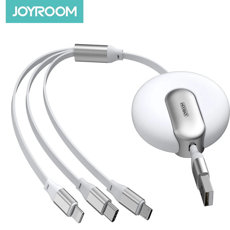 

Joyroom 90 Degree USB USB-C Stretchable Charging Cable 3 In 1, Black/blue/white