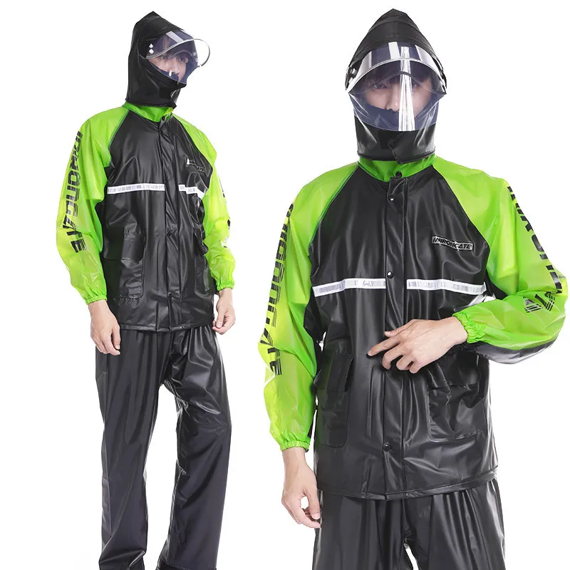 

PVC 100% Waterproof Rain Fishing Riding Travel Moto Cycling Motorcycle Raincoat Rainwear For Mens