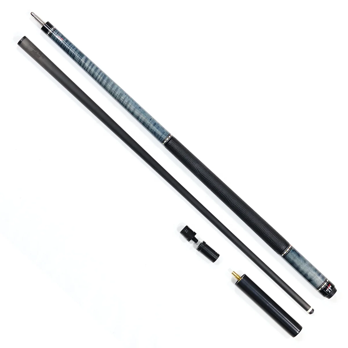 YFEN 1/2 Carbon Shaft Pool Cue New Premium Quality Maple Wood Butt with 58\" Length Extension Stainless Steel Cue Joint Cover