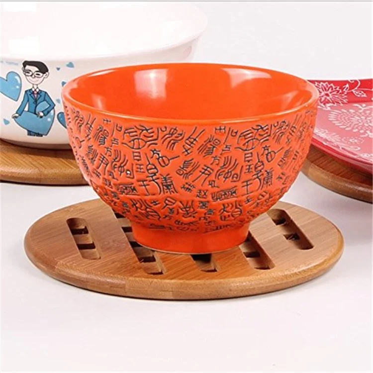 
Solid Bamboo Wood Mat Trivets with Non-Slip Pads for Hot Dishes/Pot/Bowl/Teapot 