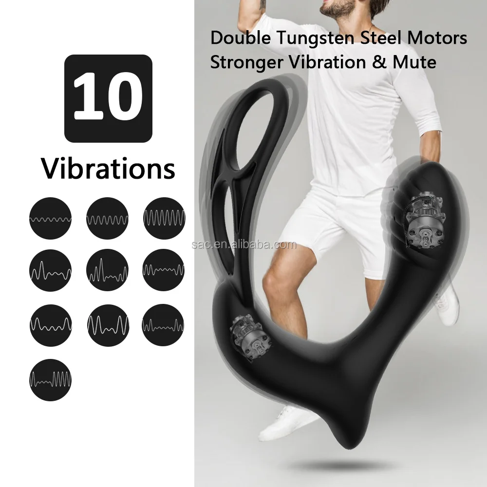 Sacknove Wireless Remote Vibrating Male Masturbator Cock Rings 10 Speed 