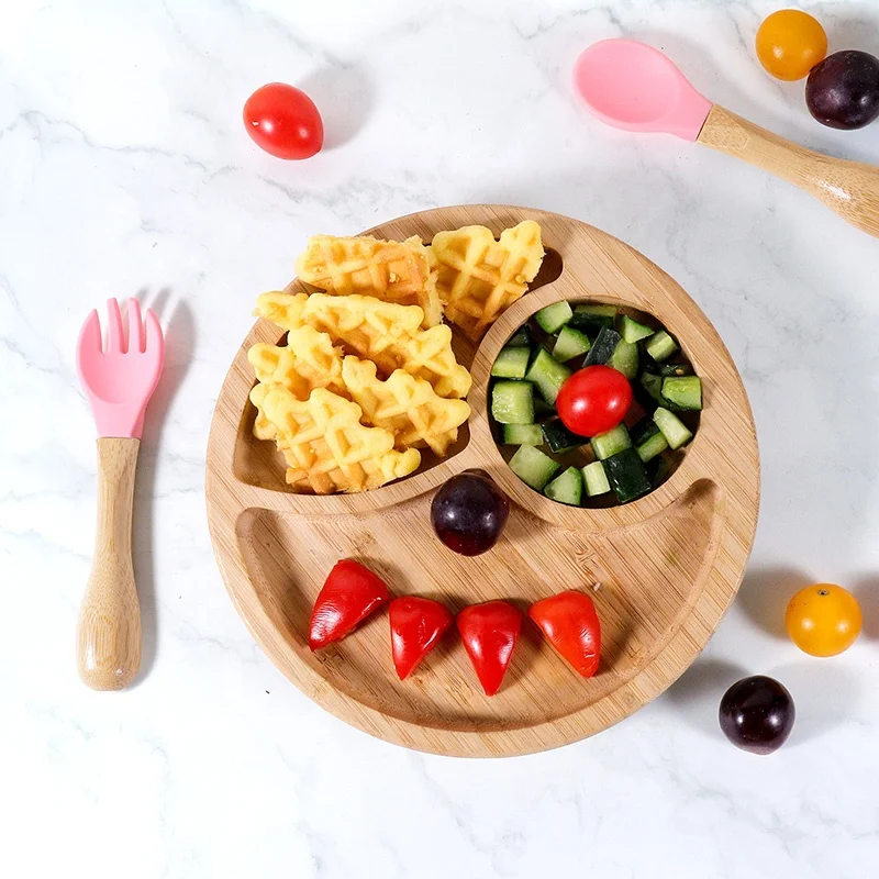 

Bamboo Suction Baby Plate Wood Baby Plate Baby Dishes Bowl Feeding Sets, Wooden