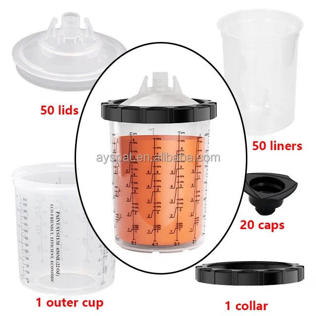 China Wholesale Automotive Plastic Products Paint pp Cup Disposable Spray Paint Gun Cup Set with Paint Cup