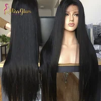 

Vente chaude 13 * 6 remy naturel dentelle noire frontale droite perruque humaine avec des cheveux de bebe