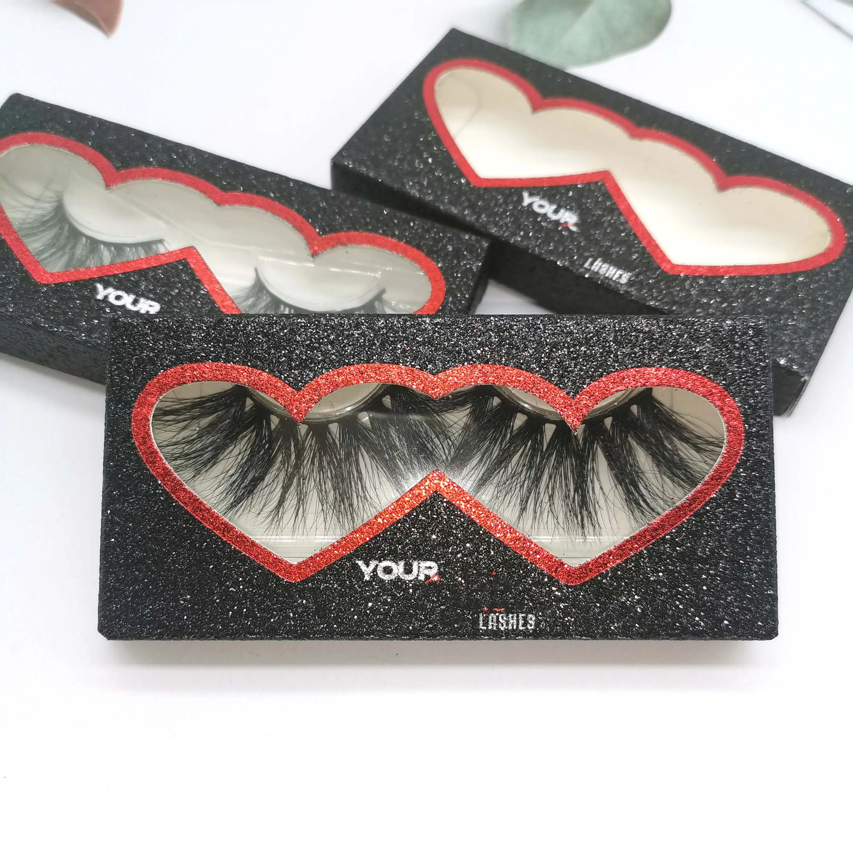 

unique black private label heart custom eyelash boxes
