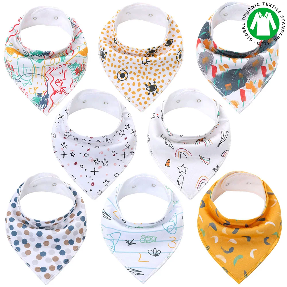 Double Sided 100% Cotton Baby Bandana Drool Bibs Baby Bandana Bibs ...