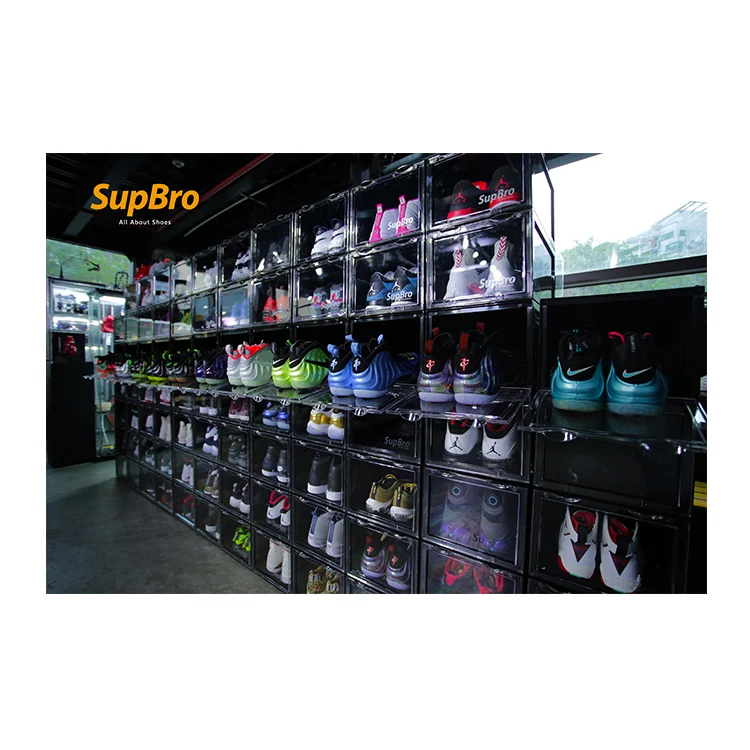 

SupBro New Hot Selling Products Black Transparent Plastic Tennis Shoe Storage Box