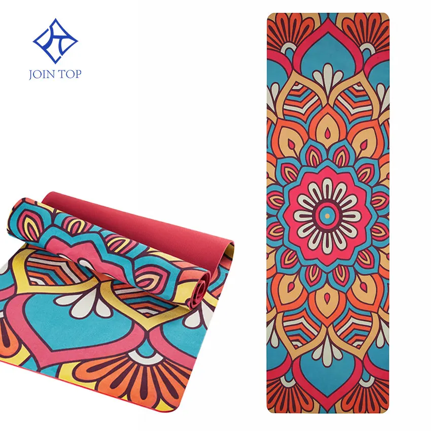 

Jointop folding faux thin eva foam PU natural rubber eco friendly tpe fitness suede yoga mat mats with grip, Stock color or customized