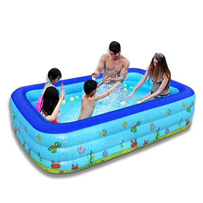 

Custom company LOGO large inflatable outdoor swimming pool for home artificial wave swimming pool plastic play box baby pools, Blue