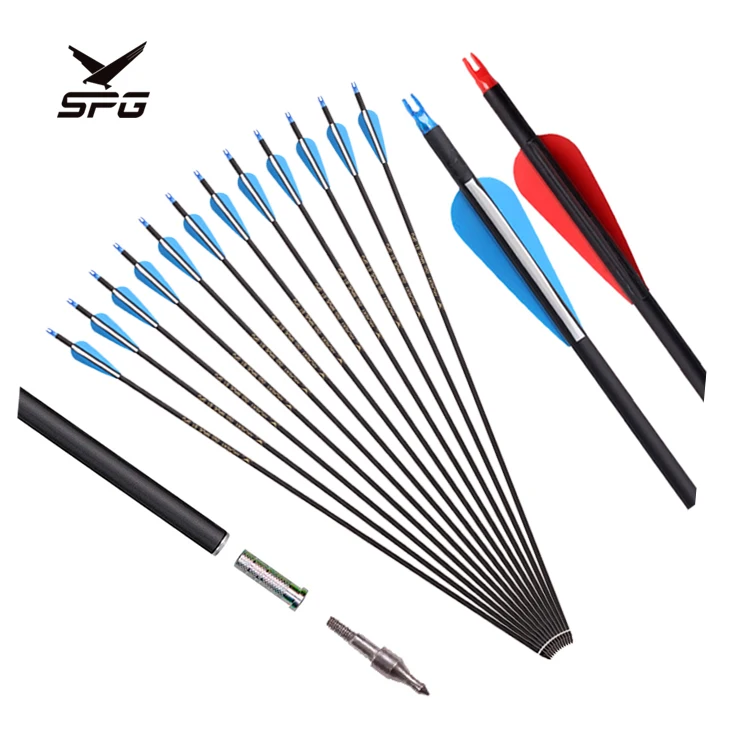

SPG Archery Replaceable Tips 30 Inch Target Arrow Recurve Compound Bow 7.8 mm Mixed Hunting Carbon Arrow, Accept customer requirement