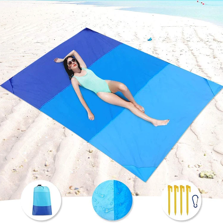 

200x210cm outdoor waterproof oversized roll up picnic blanket lightweight sand free camping beach mat, Blue,red,green,orange,yellow,army green