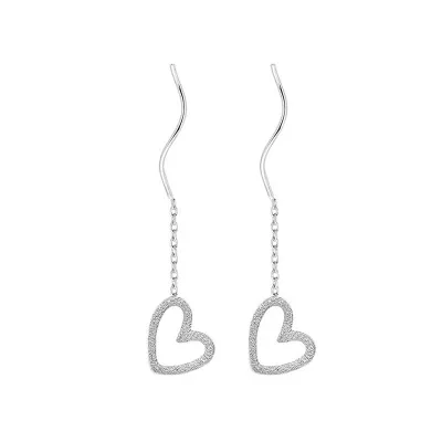 

925 silver heart ear line earring