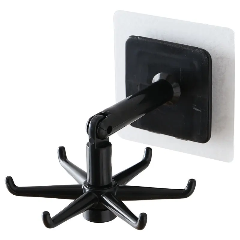 

Wall-mounted 360-degree Rotating Folding Rack with 6 Hooks Kitchen Storage Rack