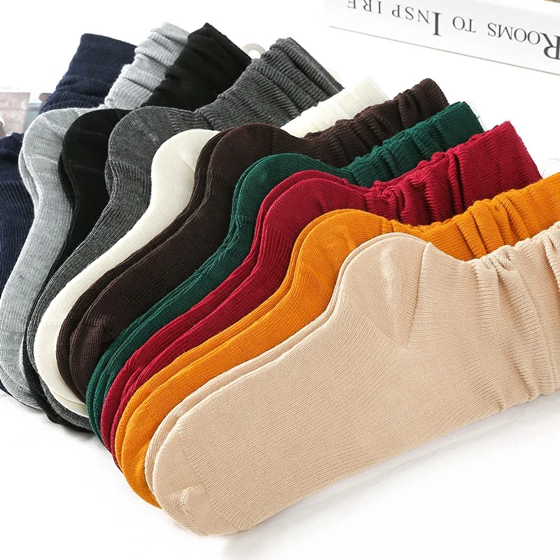 

Japanese slouch cotton thin tube stockings custom pure color vintage socks, Pantone color