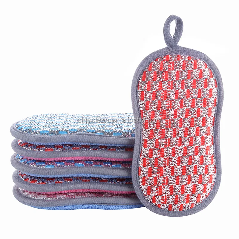 

double-sided magic scrub bowl sponge household cleaner kitchen brush bowl artifact, Red,blue,gray
