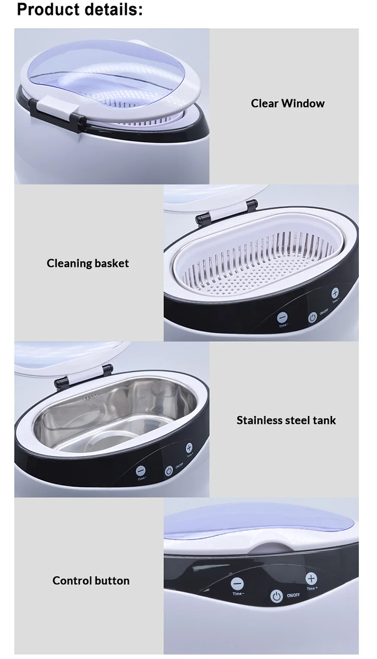 High Frequency 650Ml Large Tank Ultrasonic Cleaner With Digital Timer Jewelry Watch Glasses Cleaner